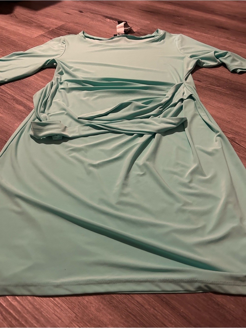 Michael Kors Mint Green Long Sleeve Tie-Waist Dress